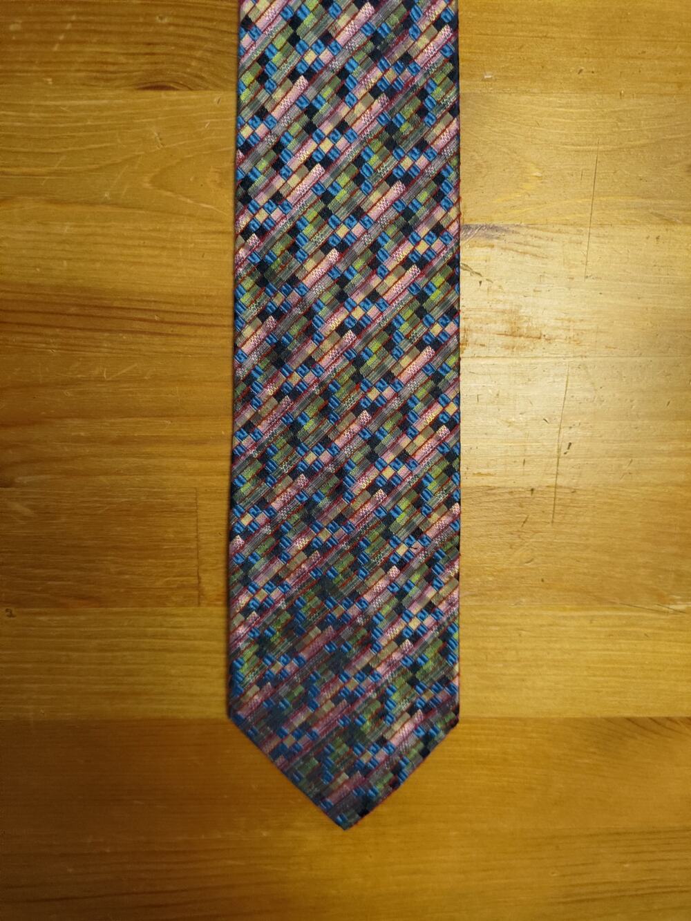 Missoni Cravatte Multicolor Geometric Pattern 100% Silk 58" x 3.5"